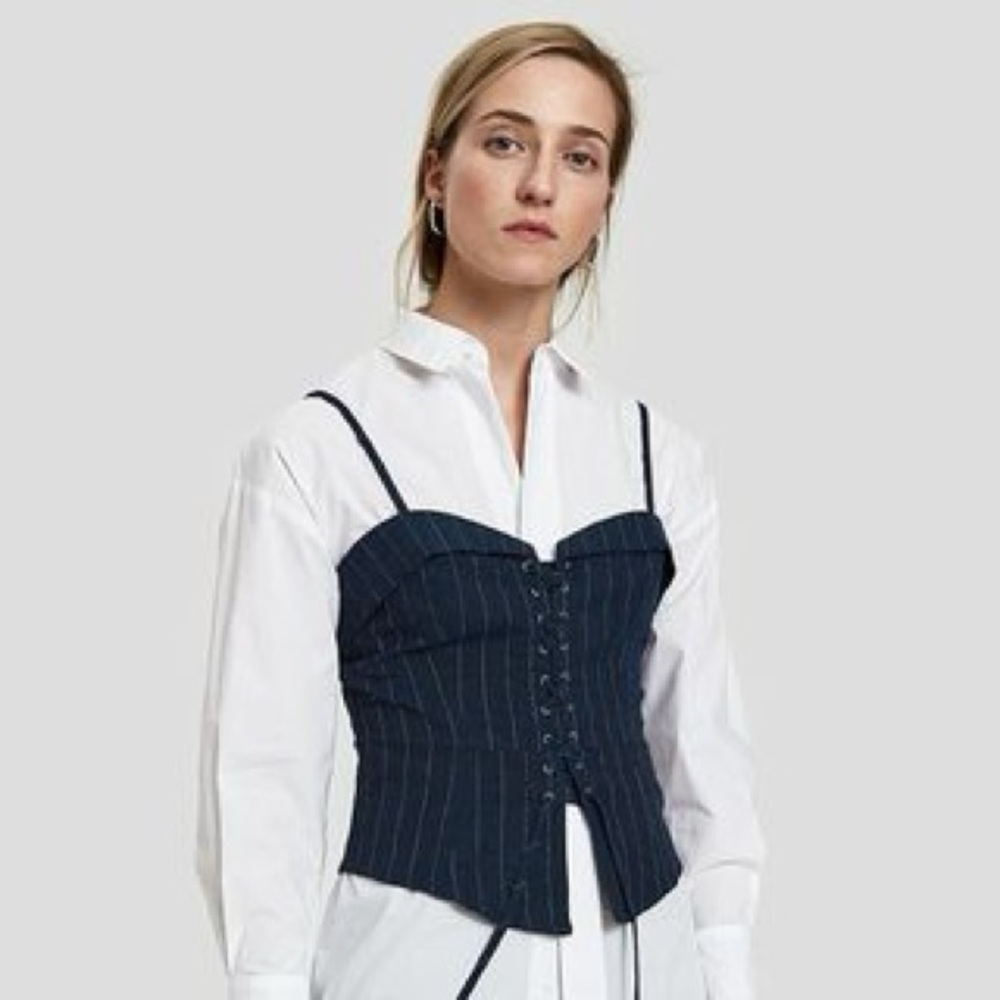 Farrow Navy Blue Pinstripe Corset
